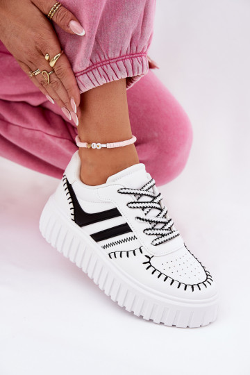 Sneaker Modell Schuhe Damen mit Plattform in Schwarz-Weiß Ofenale