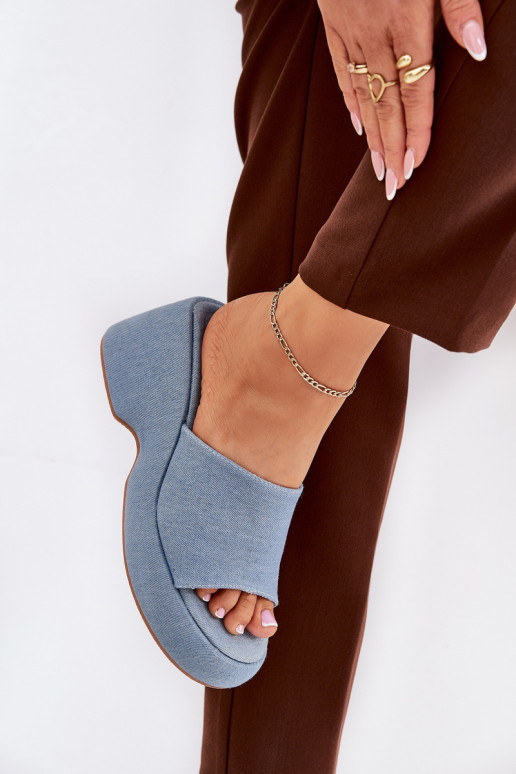  Damenhausschuhe mit einer Plattform I Koturnie Denim-Es mussterial Afisal