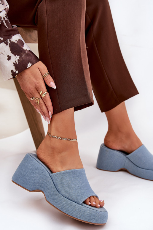  Damenhausschuhe mit einer Plattform I Koturnie Denim-Es mussterial Afisal
