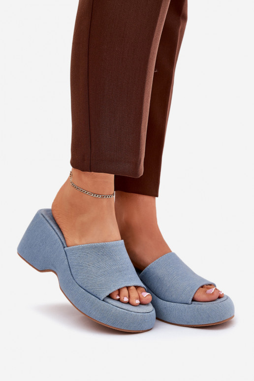  Damenhausschuhe mit einer Plattform I Koturnie Denim-Es mussterial Afisal