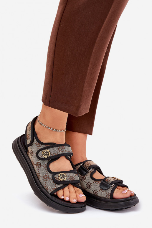 Feminin Gemustert  Sandalen Ze goldene Farbemi Detalami Beige-schZuarze Farbe Pefese Feminin Gemustert  Sandalen Ze goldene Farbemi Detalami Beige-schZuarze Farbe Pefese