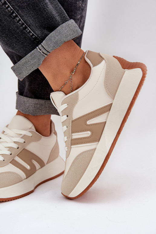 Turnschuhe Feminin mit einer Plattform Beige Emidi Turnschuhe Feminin mit einer Plattform Beige Emidi