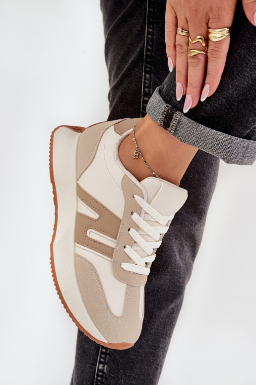 Turnschuhe Feminin mit einer Plattform Beige Emidi Turnschuhe Feminin mit einer Plattform Beige Emidi