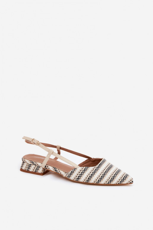 Ballerinas Feminin Ze Szpiczastymi Noskami Ermöglicht Subtilm Obcasie Beige Abroes