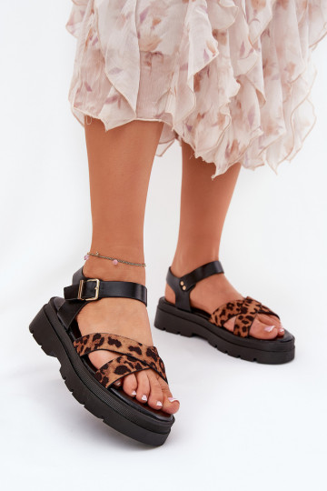 Damen Sandalen mit Plateau im Leopardenmuster in brauner Farbe Gevinniser 2