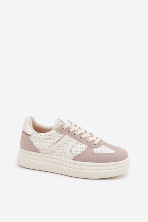 Sneakers Stilvollllschuhe Feminin mit einer Plattform Beige Lesida Sneakers Stilvollllschuhe Feminin mit einer Plattform Beige Lesida