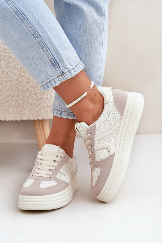 Sneakers Stilvollllschuhe Feminin mit einer Plattform Beige Lesida Sneakers Stilvollllschuhe Feminin mit einer Plattform Beige Lesida