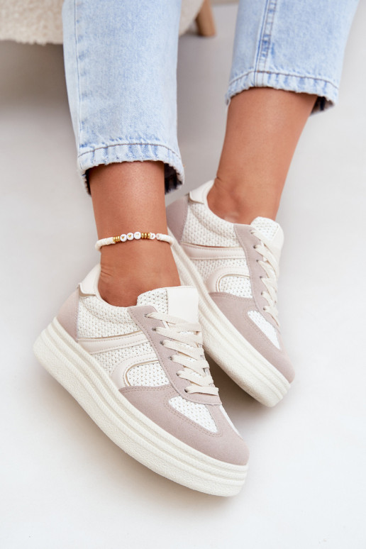 Sneakers Stilvollllschuhe Feminin mit einer Plattform Beige Lesida Sneakers Stilvollllschuhe Feminin mit einer Plattform Beige Lesida