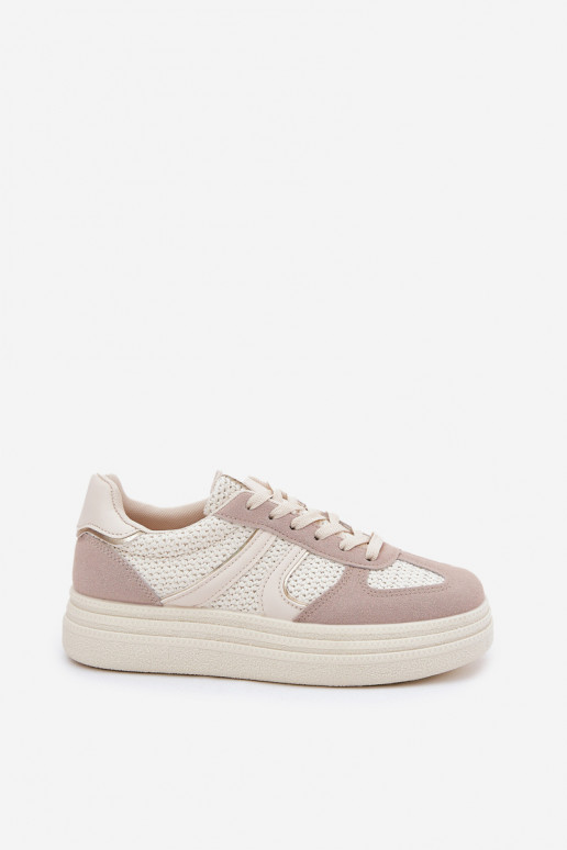 Sneakers Stilvollllschuhe Feminin mit einer Plattform Beige Lesida Sneakers Stilvollllschuhe Feminin mit einer Plattform Beige Lesida