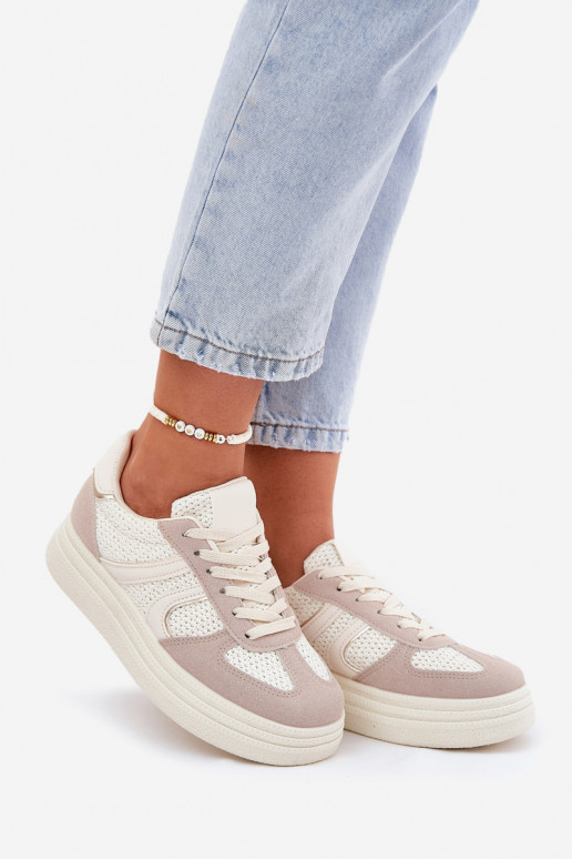 Sneakers Stilvollllschuhe Feminin mit einer Plattform Beige Lesida Sneakers Stilvollllschuhe Feminin mit einer Plattform Beige Lesida