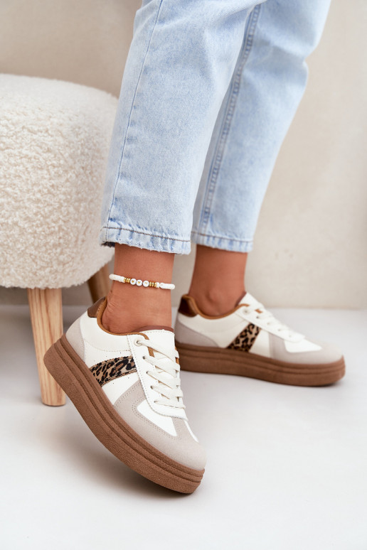Feminin Sneakers Stilvollllschuhe mit einer Plattform mit Leopardenfellmuster Beige Lincidi Feminin Sneakers Stilvollllschuhe mit einer Plattform mit Leopardenfellmuster Beige Lincidi