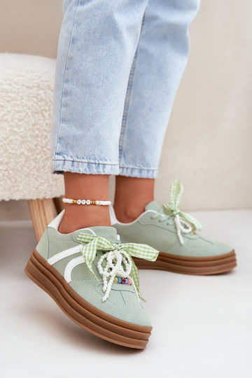 Vinness Damen Sneakers mit Plateau und schönen Details in Grün 2