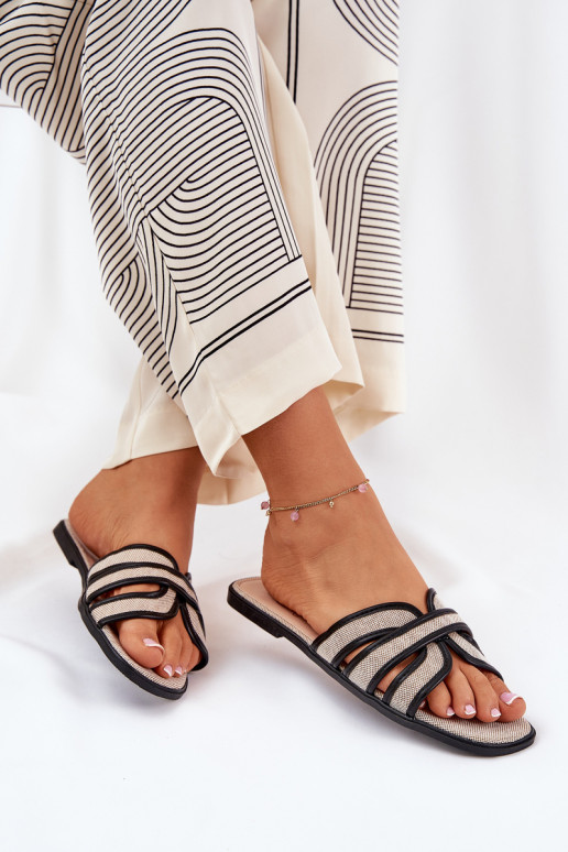 Klassisches Stilvollll Hausschuhe FrauenZuohnung Beige-schZuarze Farbe Scazze