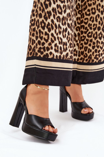 Damen-Sandalen mit hohen Absätzen und Plattform Eko Haut schZuarze Farbe Lomman