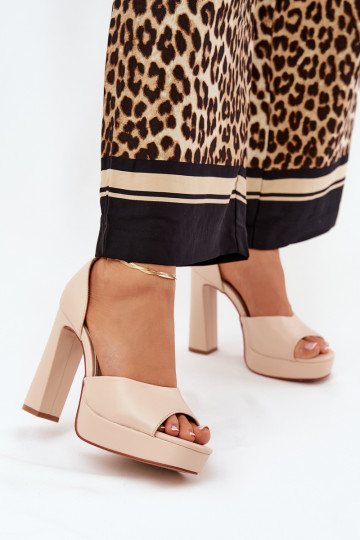 Damen-Sandalen mit hohen Absätzen und Plattform Eko Haut Beige Lomman