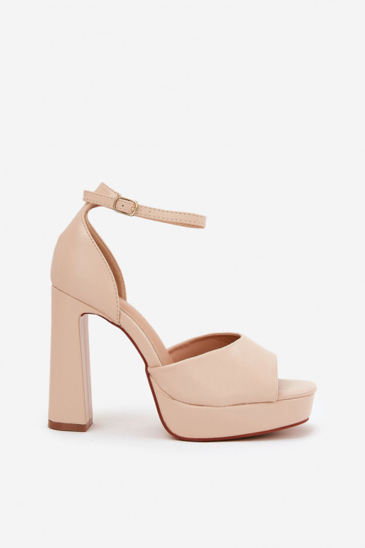 Damen-Sandalen mit hohen Absätzen und Plattform Eko Haut Beige Lomman