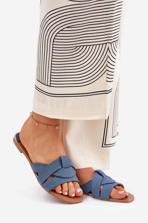 gleichschenklig Damenhausschuhe Z Przeplatającymi Się Paskami Denim-Es mussterial Selaenor