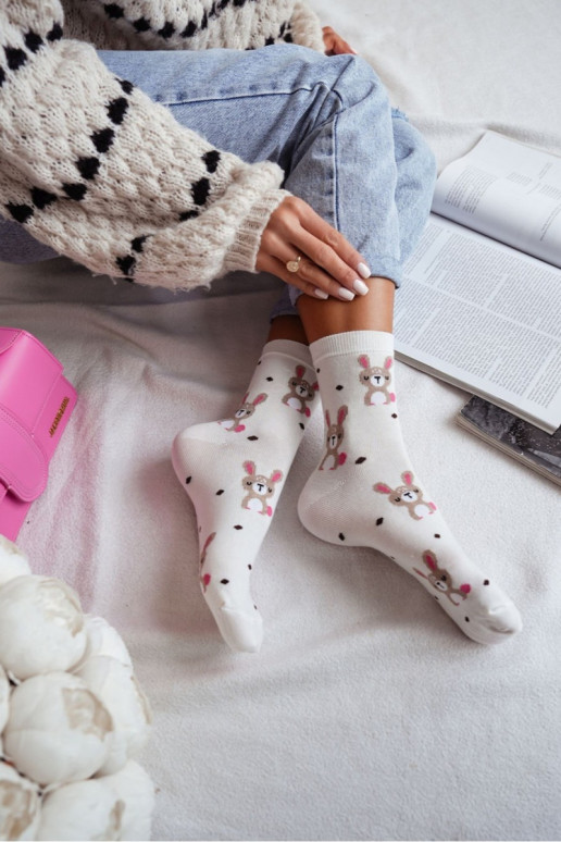 Socken Hasen i Kropki elfenbeinfarbe Socken Hasen i Kropki elfenbeinfarbe