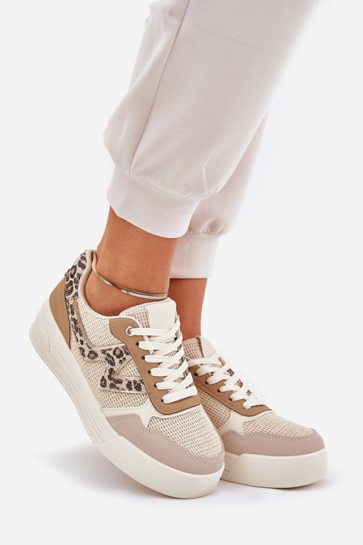 Turnschuhe Feminin mit einer Plattform mit Leopardenfellmuster Khaki-Farbe Lorori Turnschuhe Feminin mit einer Plattform mit Leopardenfellmuster Khaki-Farbe Lorori