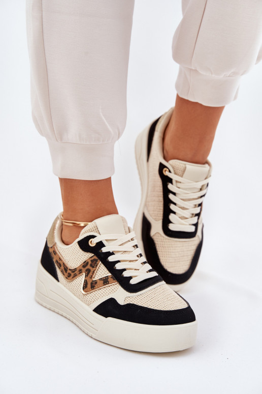 Turnschuhe Feminin mit einer Plattform mit Leopardenfellmuster schZuarze Farbe Lorori Turnschuhe Feminin mit einer Plattform mit Leopardenfellmuster schZuarze Farbe Lorori