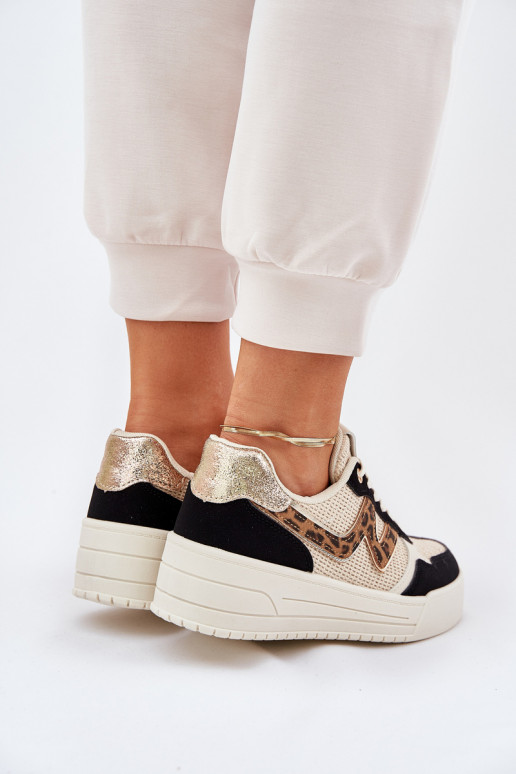 Turnschuhe Feminin mit einer Plattform mit Leopardenfellmuster schZuarze Farbe Lorori Turnschuhe Feminin mit einer Plattform mit Leopardenfellmuster schZuarze Farbe Lorori