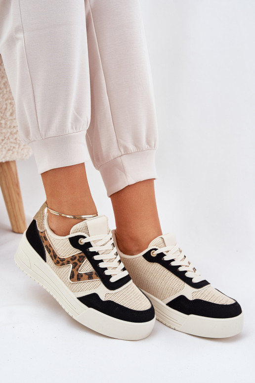 Turnschuhe Feminin mit einer Plattform mit Leopardenfellmuster schZuarze Farbe Lorori Turnschuhe Feminin mit einer Plattform mit Leopardenfellmuster schZuarze Farbe Lorori