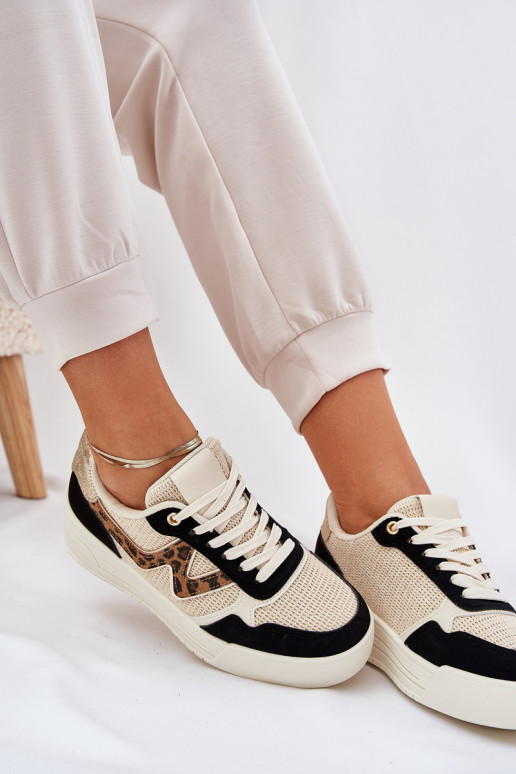 Turnschuhe Feminin mit einer Plattform mit Leopardenfellmuster schZuarze Farbe Lorori Turnschuhe Feminin mit einer Plattform mit Leopardenfellmuster schZuarze Farbe Lorori