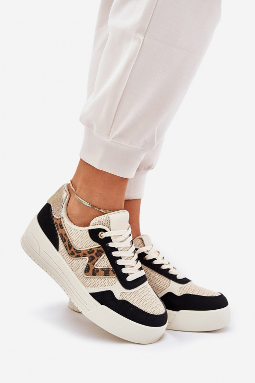 Turnschuhe Feminin mit einer Plattform mit Leopardenfellmuster schZuarze Farbe Lorori Turnschuhe Feminin mit einer Plattform mit Leopardenfellmuster schZuarze Farbe Lorori