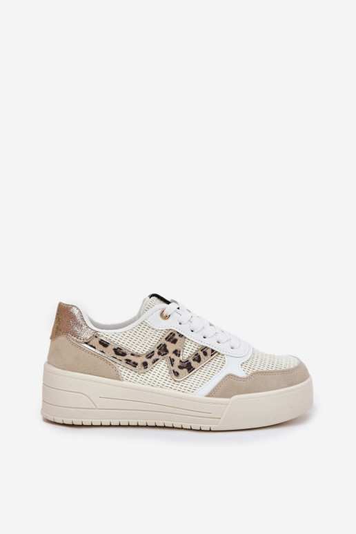 Turnschuhe Feminin mit einer Plattform mit Leopardenfellmuster Beige Lorori Turnschuhe Feminin mit einer Plattform mit Leopardenfellmuster Beige Lorori