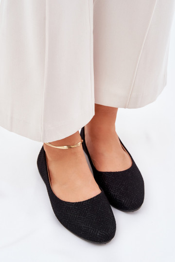 Damen-Ballerinas flach mit Glanz in Schwarzfarbe Tatorelis