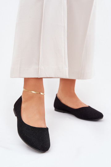 Damen-Ballerinas flach mit Glanz in Schwarzfarbe Tatorelis 2
