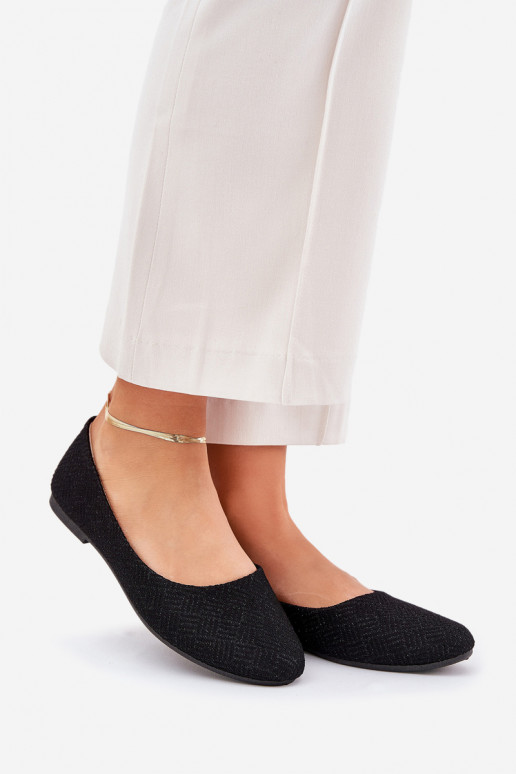 Ballerinas FrauenZuohnung mit Glanz schZuarze Farbe Tatorelis