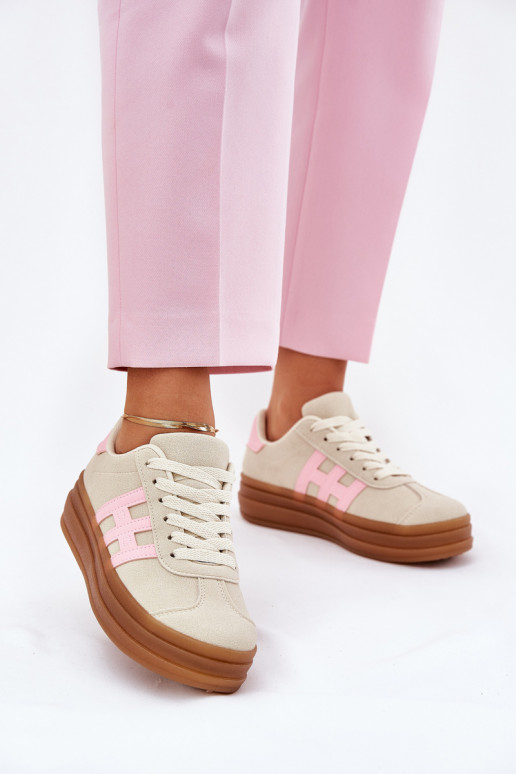 Sneakers Stilvollllschuhe Feminin mit einer Plattform Beige Syliyana Sneakers Stilvollllschuhe Feminin mit einer Plattform Beige Syliyana