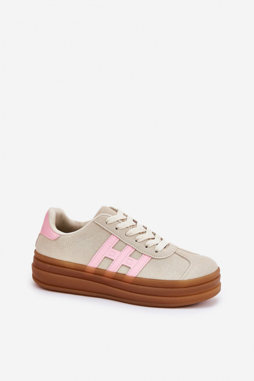 Sneakers Stilvollllschuhe Feminin mit einer Plattform Beige Syliyana Sneakers Stilvollllschuhe Feminin mit einer Plattform Beige Syliyana