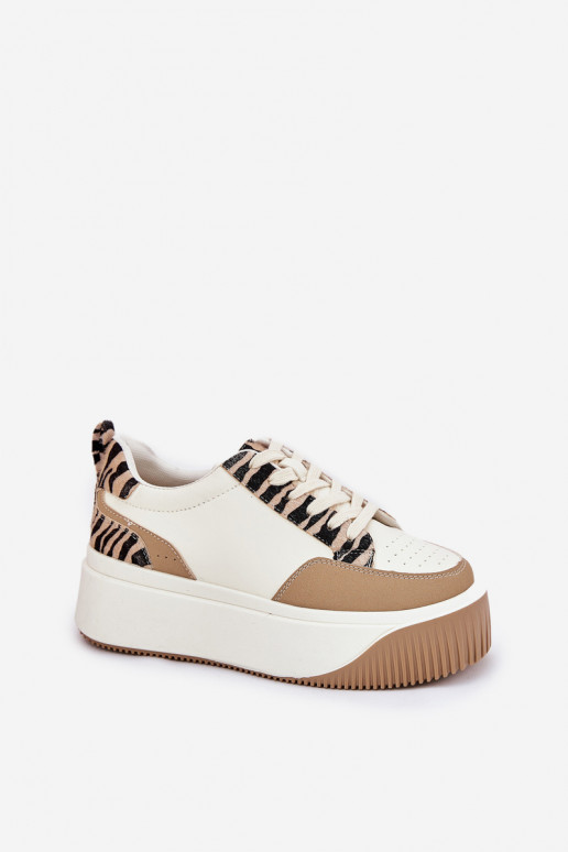 Sneakers Stilvollllschuhe Feminin mit einer Plattform Zebra Beige Tamorniel Sneakers Stilvollllschuhe Feminin mit einer Plattform Zebra Beige Tamorniel