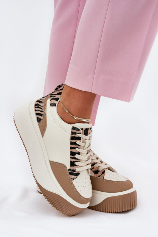 Sneakers Stilvollllschuhe Feminin mit einer Plattform Zebra Beige Tamorniel Sneakers Stilvollllschuhe Feminin mit einer Plattform Zebra Beige Tamorniel