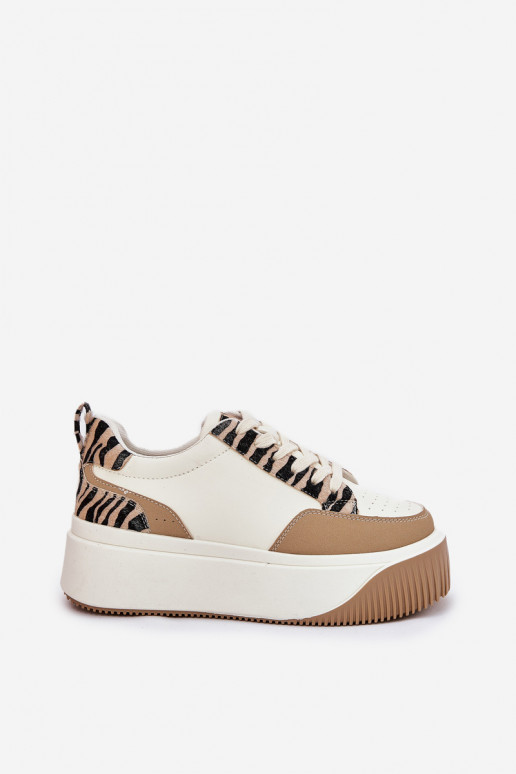 Sneakers Stilvollllschuhe Feminin mit einer Plattform Zebra Beige Tamorniel Sneakers Stilvollllschuhe Feminin mit einer Plattform Zebra Beige Tamorniel