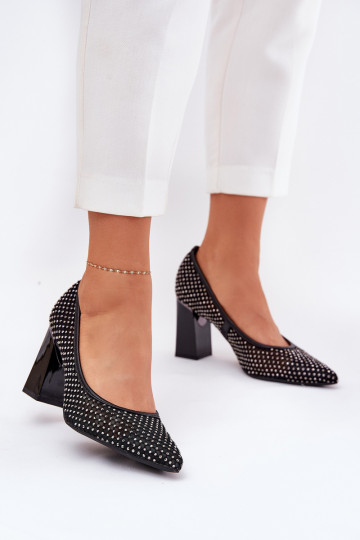 Vinceza 62211 Dekorierte Netzschuhe mit Absatz in Schwarz