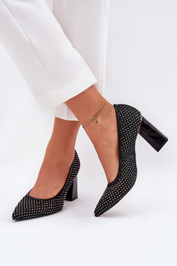 Vinceza 62211 Dekorierte Netzschuhe mit Absatz in Schwarz 2