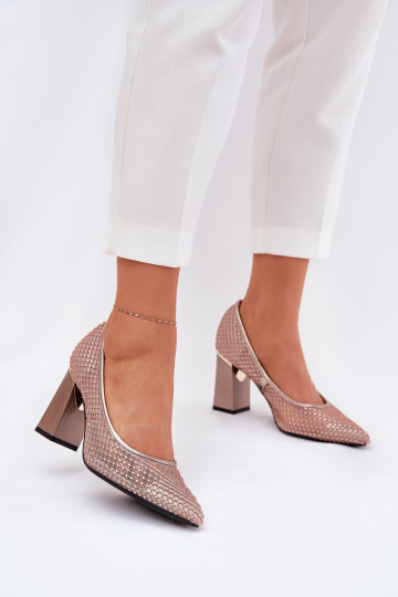 Dekorierte Netzschuhe mit Absatz Vinceza 62211 sandfarben