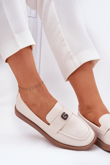 Mokassins für Damen Eleganter Stil Mit Dekorationen Kleinm Detalem Vinceza 62208 Beige