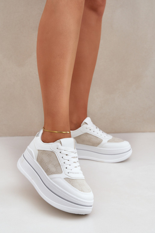Sneaker-Stil Schuhe Damen mit Muster in weiß
