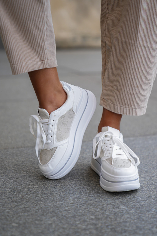 Sneaker-Stil Schuhe Damen mit Muster in weiß