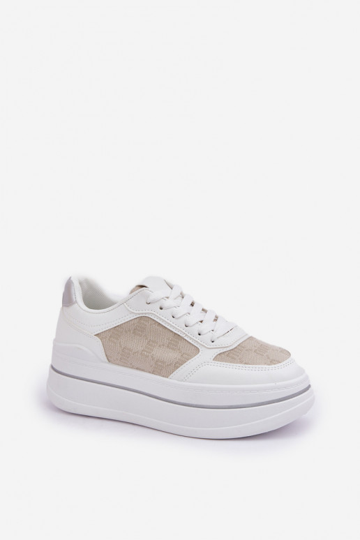 Sneaker-Stil Schuhe Damen mit Muster in weiß