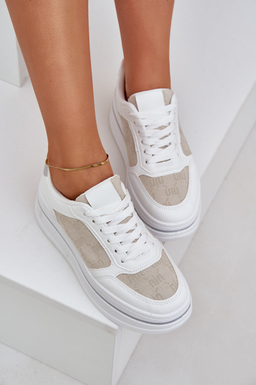 Sneaker-Stil Schuhe Damen mit Muster in weiß