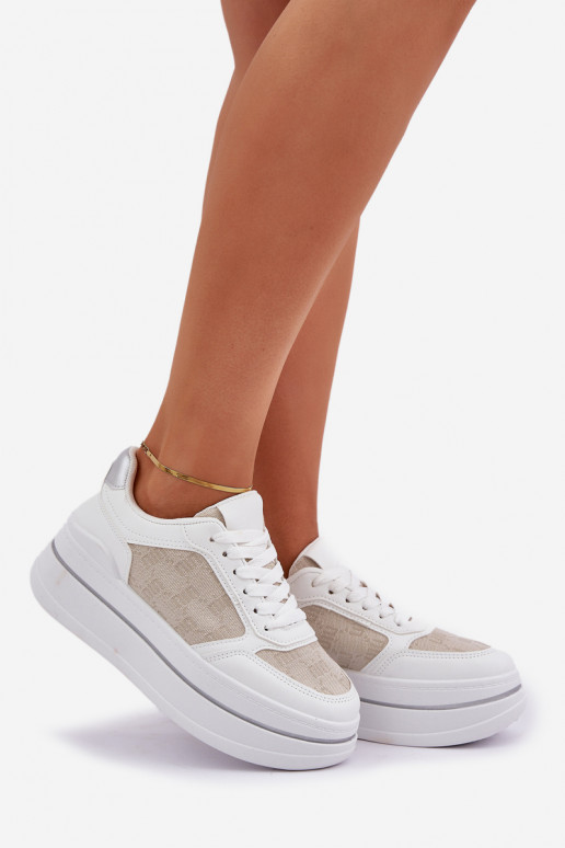 Sneaker-Stil Schuhe Damen mit Muster in weiß