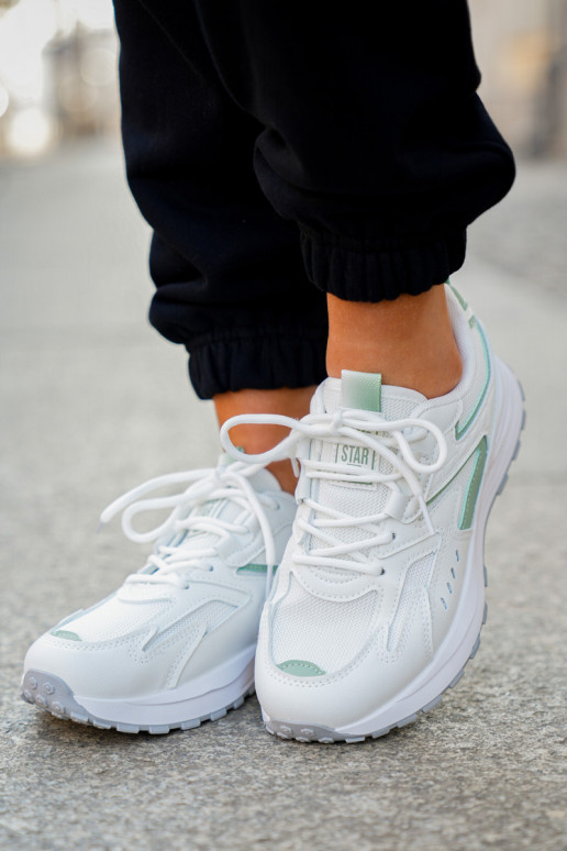 Sportliche Schuhe für Damen Big Star NN274A095 HI-POLY SYSTEM in weiß-grüner Farbe Sportliche Schuhe für Damen Big Star NN274A095 HI-POLY SYSTEM in weiß-grüner Farbe