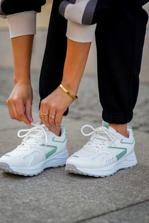 Sportliche Schuhe für Damen Big Star NN274A095 HI-POLY SYSTEM in weiß-grüner Farbe Sportliche Schuhe für Damen Big Star NN274A095 HI-POLY SYSTEM in weiß-grüner Farbe