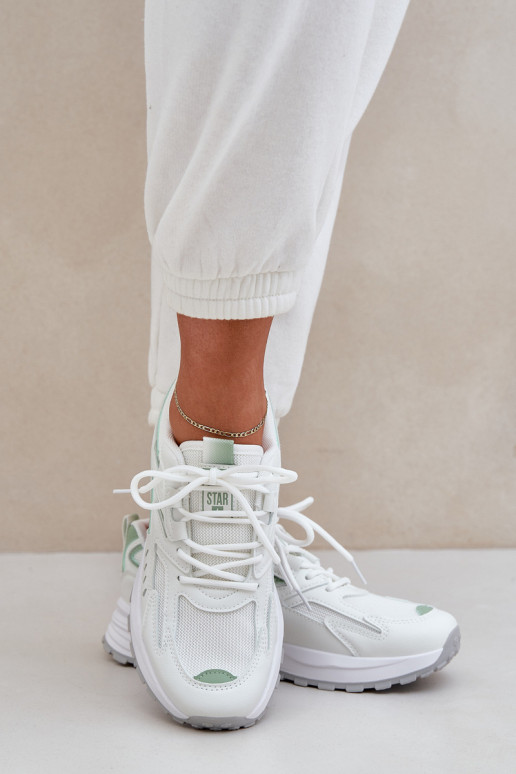Sportliche Schuhe für Damen Big Star NN274A095 HI-POLY SYSTEM in weiß-grüner Farbe Sportliche Schuhe für Damen Big Star NN274A095 HI-POLY SYSTEM in weiß-grüner Farbe
