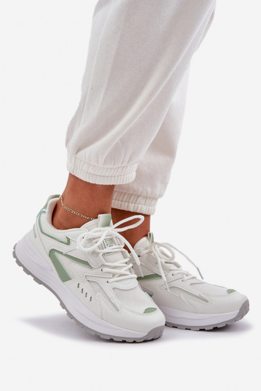 Sportliche Schuhe für Damen Big Star NN274A095 HI-POLY SYSTEM in weiß-grüner Farbe Sportliche Schuhe für Damen Big Star NN274A095 HI-POLY SYSTEM in weiß-grüner Farbe